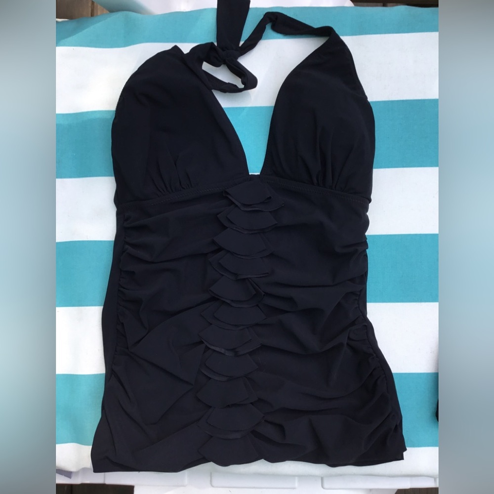 Gottex Profile  size 12 black tankini to and bottom set top EUC bottom new